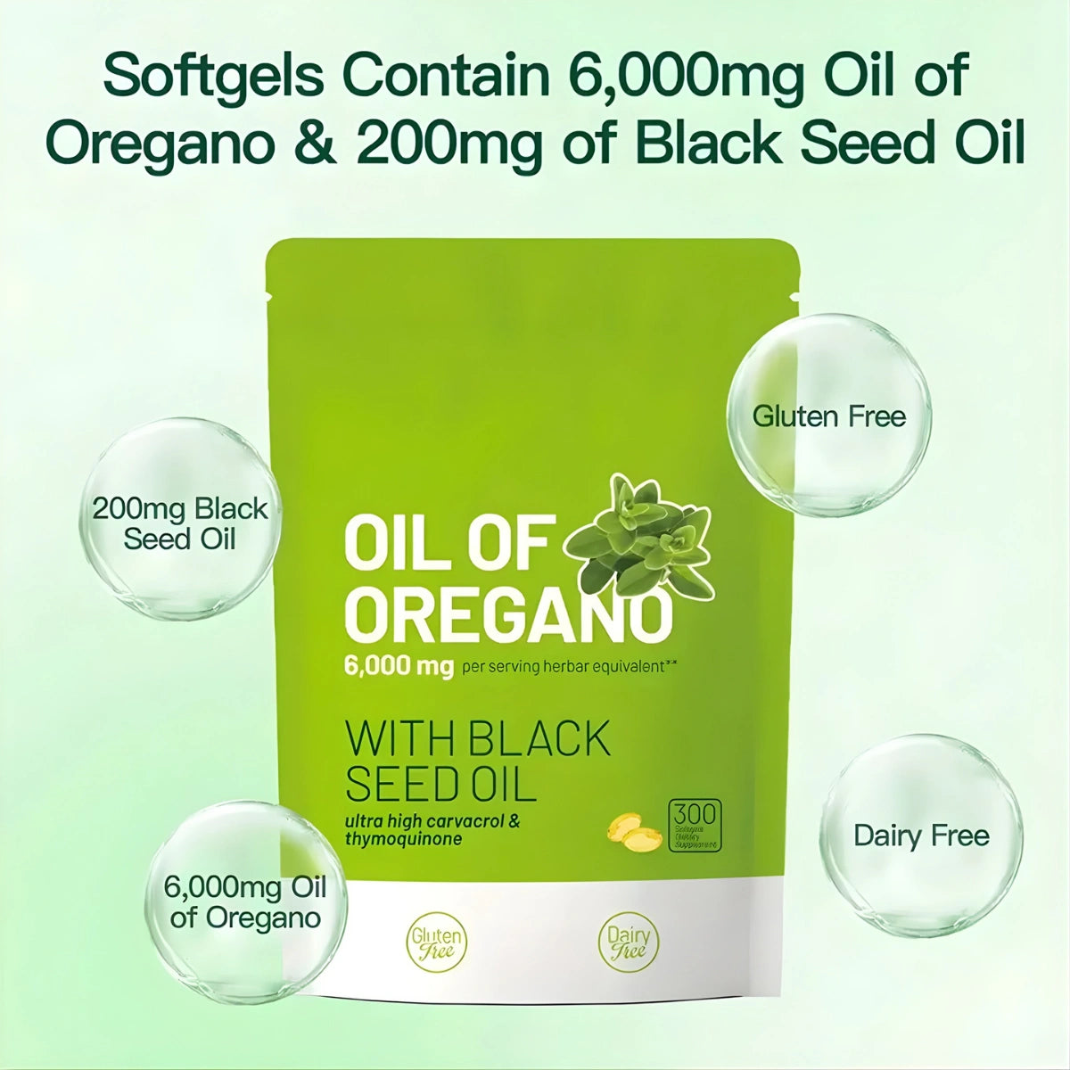 Oregano Oil – 300 Capsules - (Gluten Free) - New Package