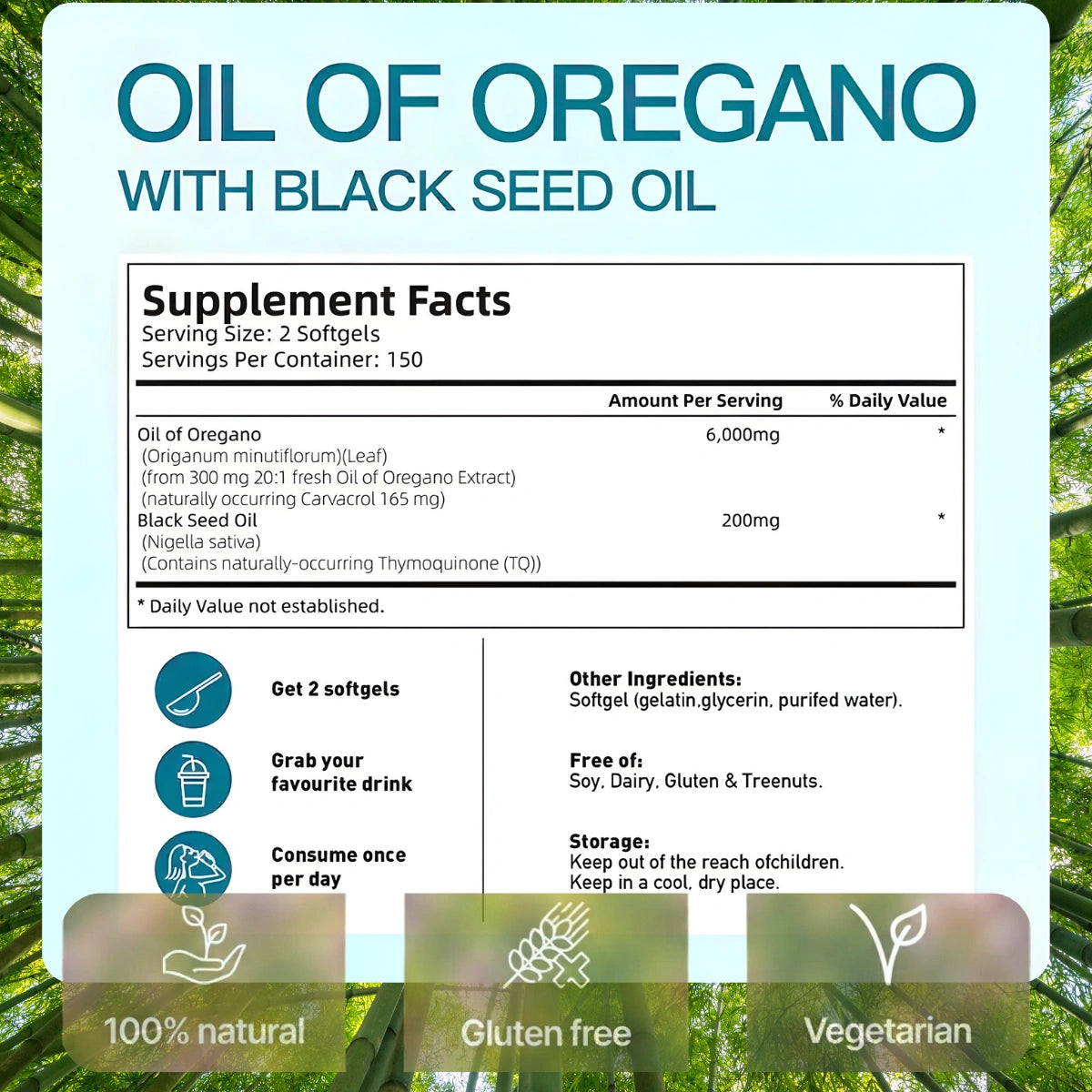 Oregano Oil – 300 Capsules - (Gluten Free) - New Package