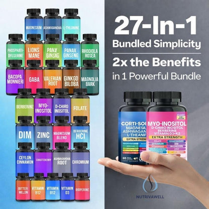 Cortisol and Myo-Inositol Stress Relief Supplement Capsule Bundle