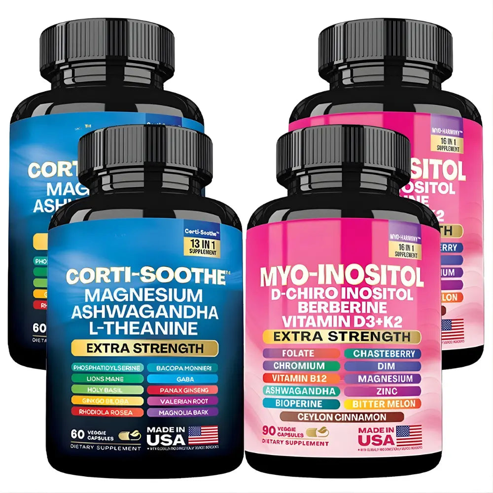 Cortisol and Myo-Inositol Stress Relief Supplement Capsule Bundle