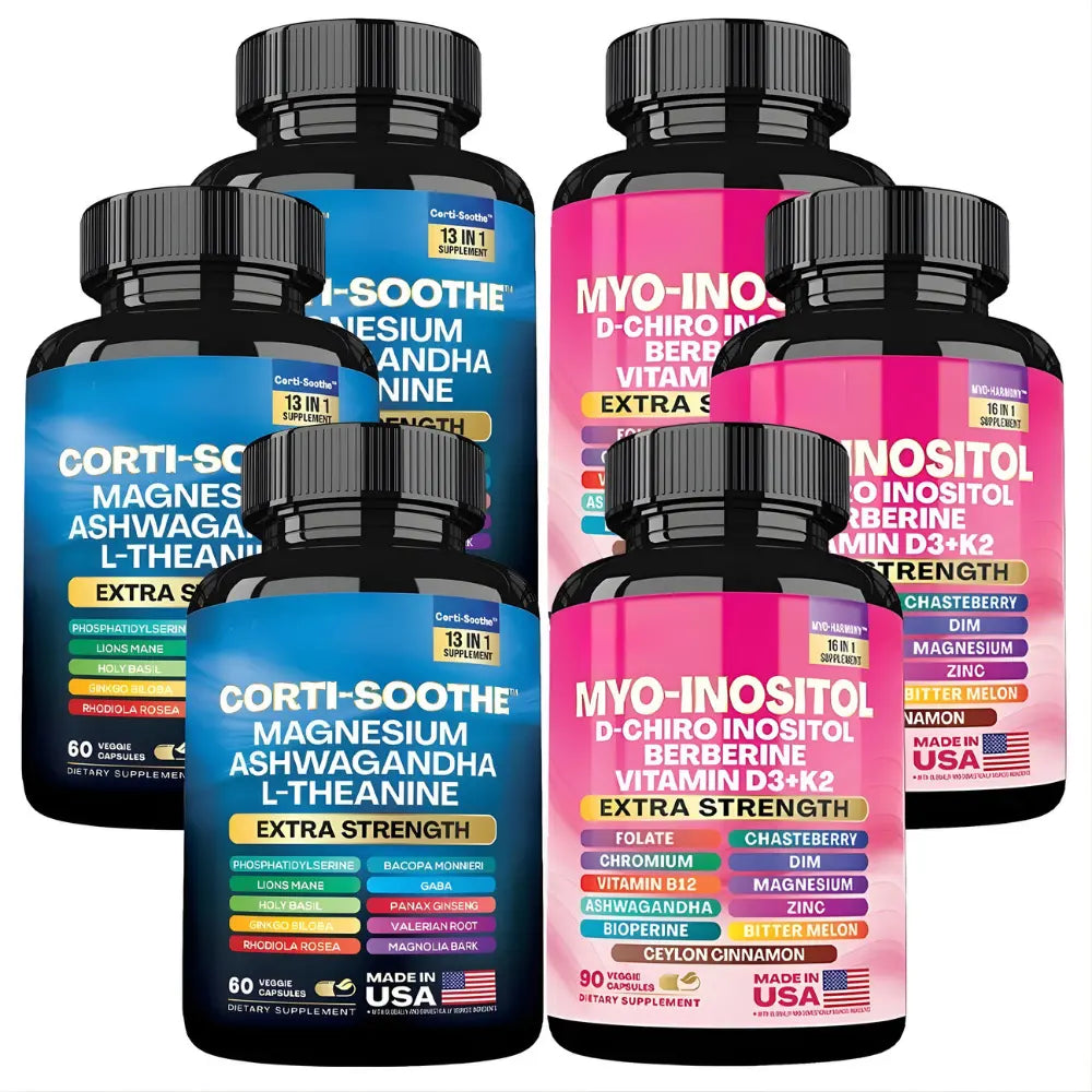 Cortisol and Myo-Inositol Stress Relief Supplement Capsule Bundle