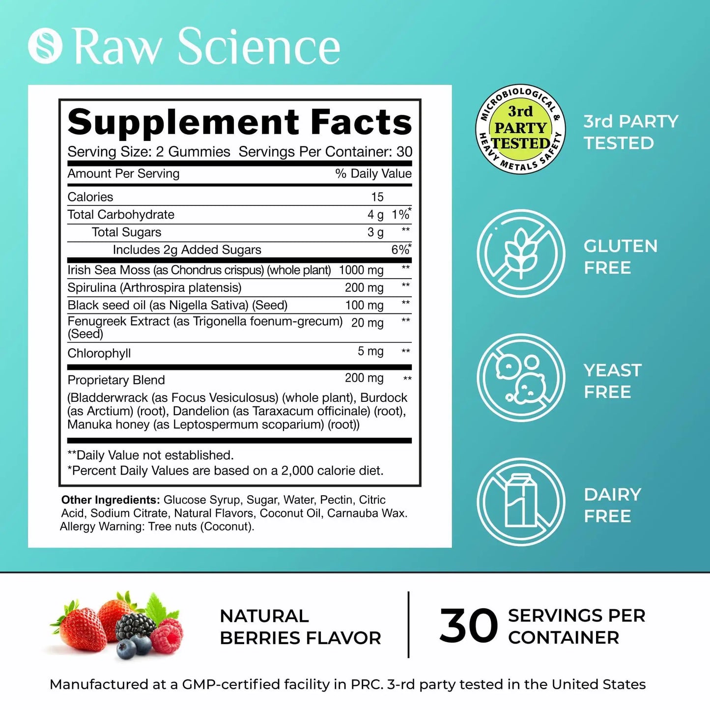 Irish Sea Moss Gummies 60 Gummies Detox & Thyroid Support