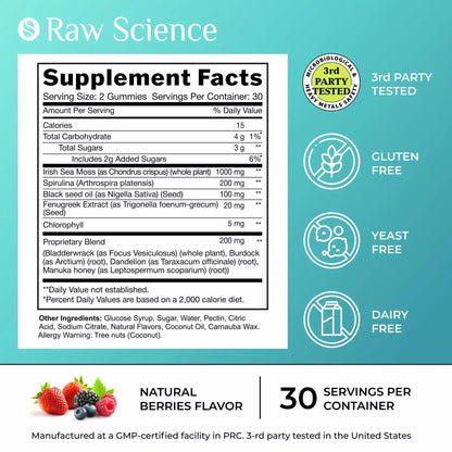 Irish Sea Moss Gummies 60 Gummies Detox & Thyroid Support