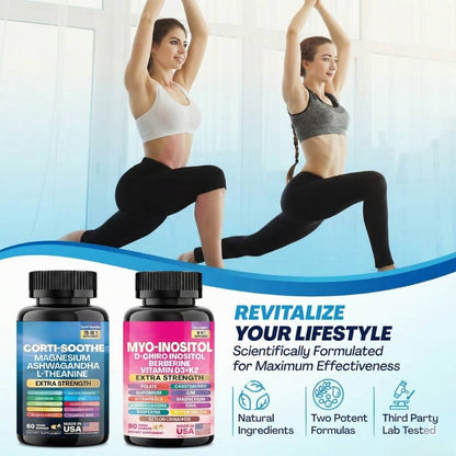 Cortisol and Myo-Inositol Stress Relief Supplement Capsule Bundle