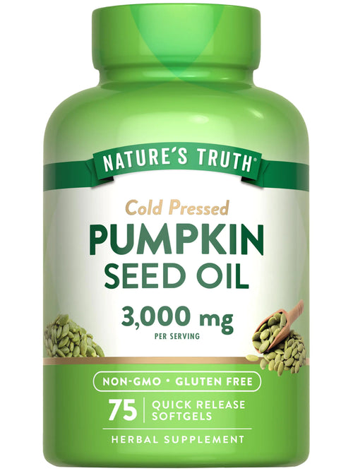 Natures Truth Pumpkin Seed Oil | 3000mg | 75 Softgels | Cold Pressed Herbal Supplement | Non-GMO & Gluten Free Supplement