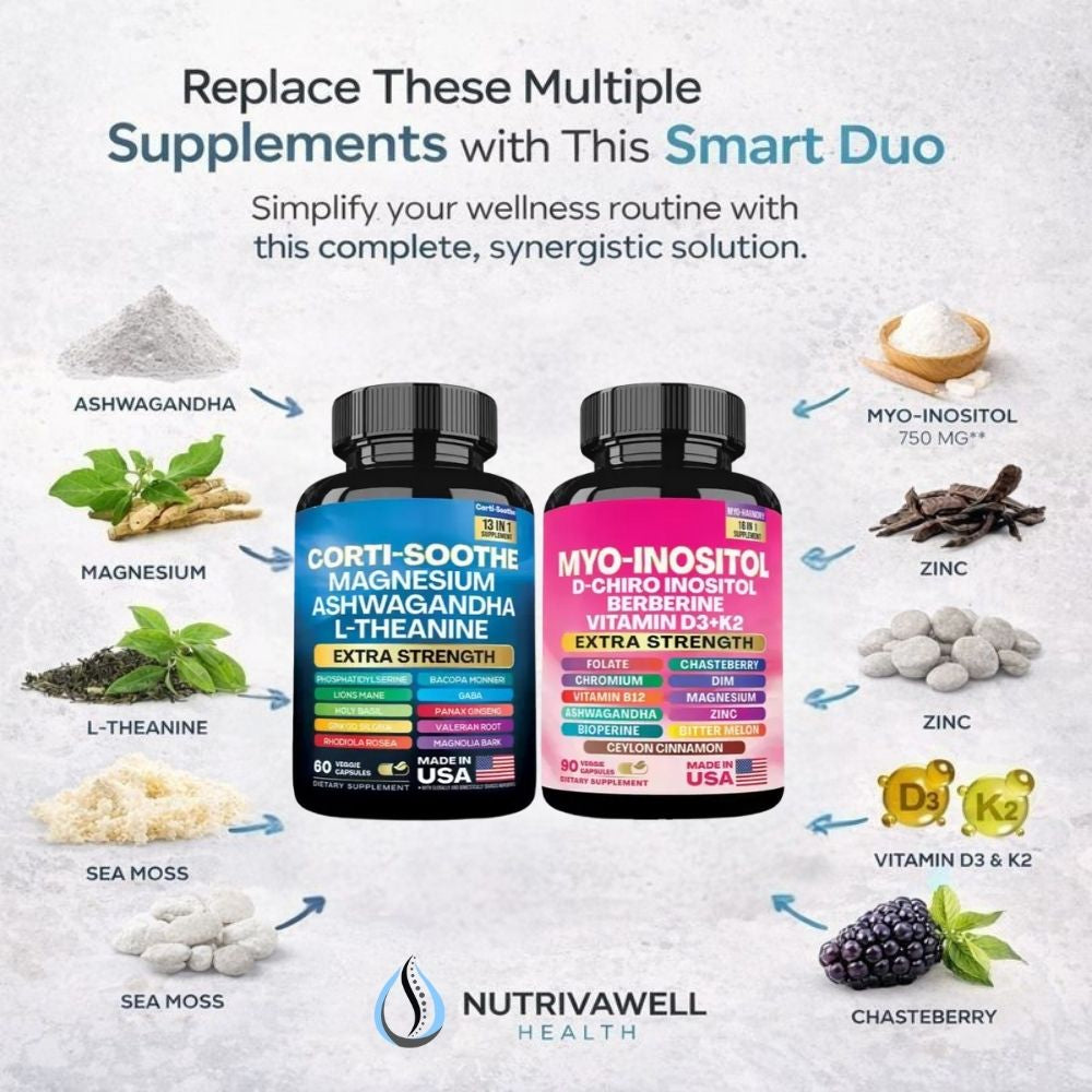 Cortisol and Myo-Inositol Stress Relief Supplement Capsule Bundle
