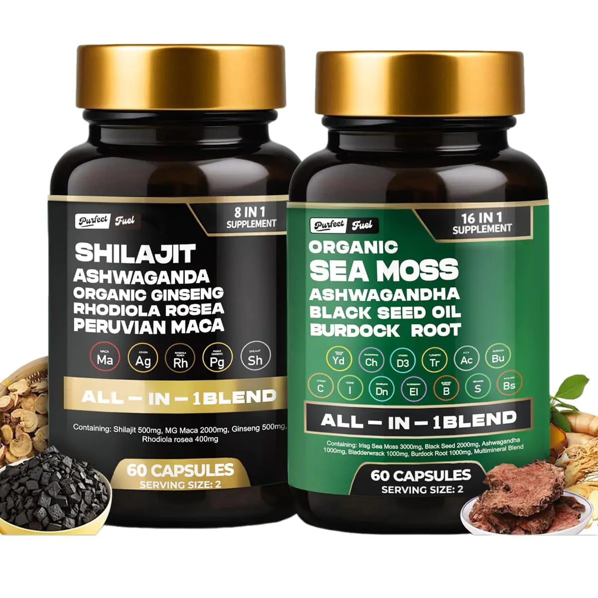 Organic Sea Moss - Shilajit- Black Seed Oil Ashwagandha Supplements