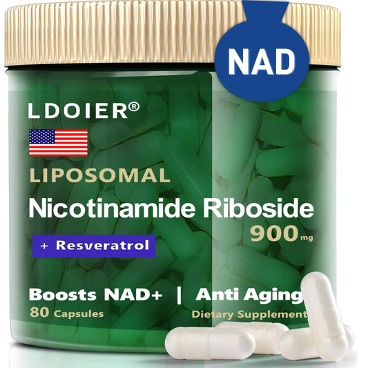 NAD Supplement 900MG- Nicotinamide Riboside Liposomal Resveratrol Quercetin - MNM Resveratrol Supplement for Promotes Vitality & Cognitive Function - 80 Capsules (1)